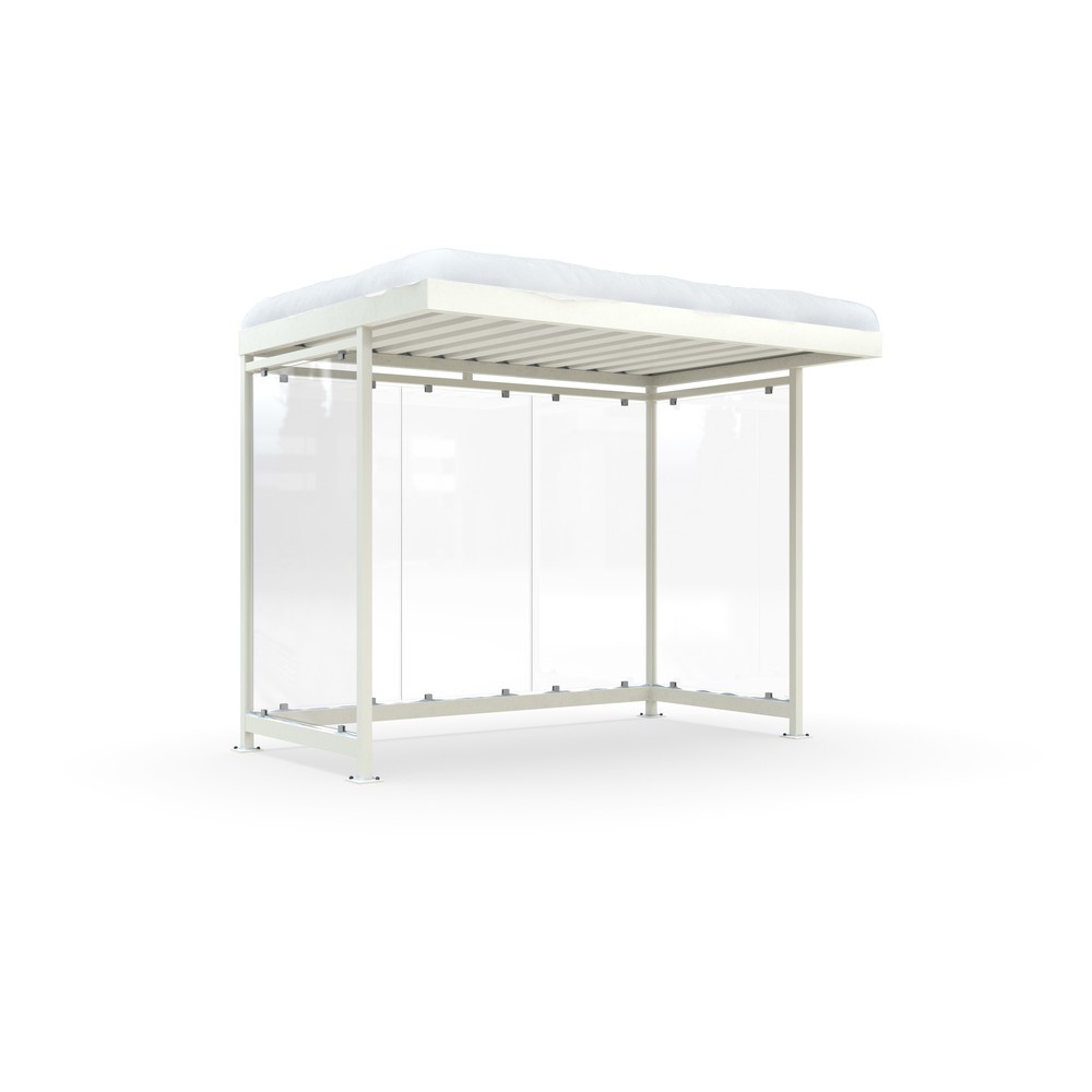 Produktabbildung Nr. 1: wsm® Raucherunterstand KÖLN ALPINE, fertig montiert, Schneelast max. 4,15 kg/m², 5 Elemente, ohne Überpflasterung, grauweiß