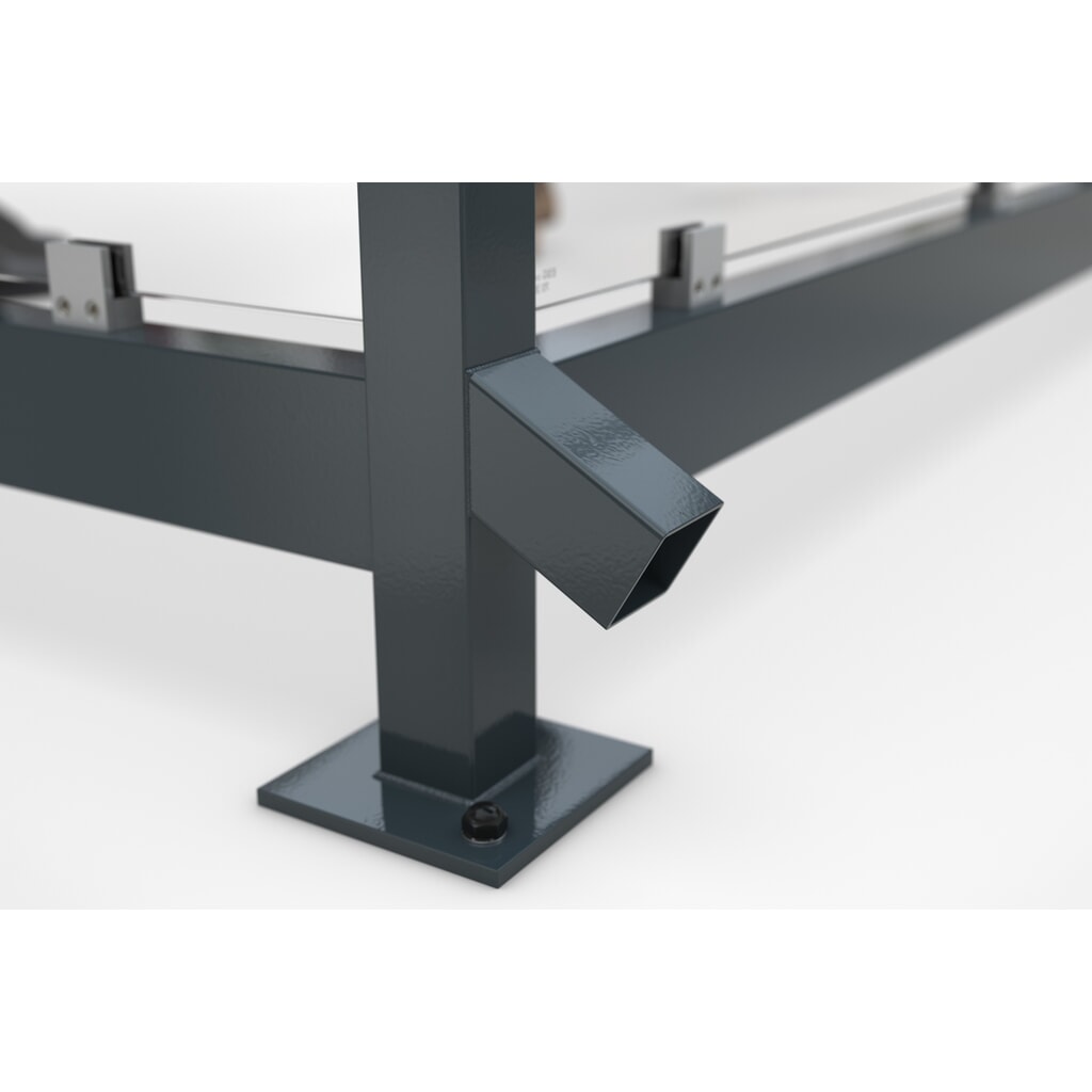 wsm® Raucherunterstand KÖLN ALPINE, fertig montiert, Schneelast max. 5,6 kN/m², 7 Elemente, ohne Überpflasterung, grauweiß Produktabbildung Nr. 4: wsm® Raucherunterstand KÖLN ALPINE, fertig montiert, Schneelast max. 5,6 kN/m², 7 Elemente, ohne Überpflasterung, grauweiß