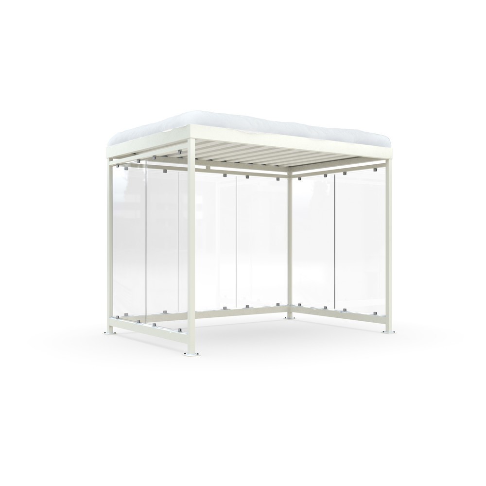 Produktabbildung Nr. 1: wsm® Raucherunterstand KÖLN ALPINE, fertig montiert, Schneelast max. 4,15 kg/m², 7 Elemente, ohne Überpflasterung, grauweiß