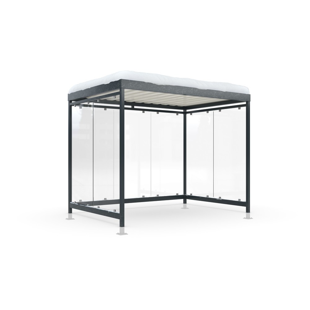 Produktabbildung: wsm® Raucherunterstand KÖLN ALPINE, fertig montiert, Schneelast max. 4,15 kg/m², 7 Elemente, mit Überpflasterung, anthrazitgrau