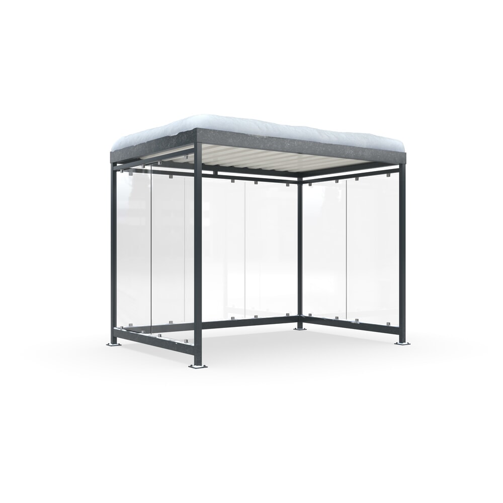 Produktabbildung Nr. 1: wsm® Raucherunterstand KÖLN ALPINE, fertig montiert, Schneelast max. 4,15 kg/m², 7 Elemente, ohne Überpflasterung, anthrazitgrau