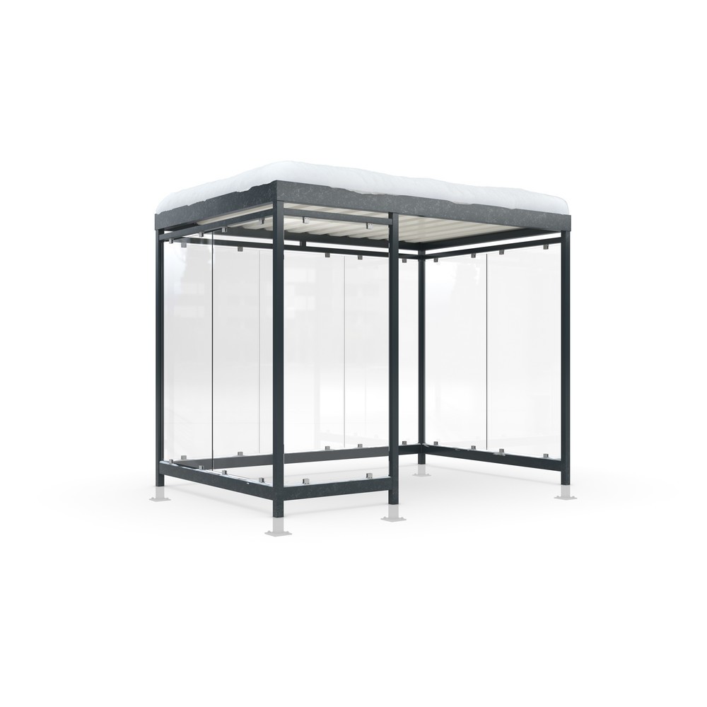 Produktabbildung: wsm® Raucherunterstand KÖLN ALPINE, fertig montiert, Schneelast max. 4,15 kg/m², 8 Elemente, mit Überpflasterung, anthrazitgrau