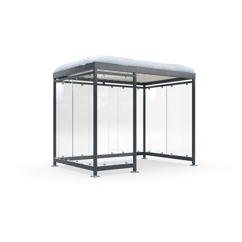 Produktabbildung: wsm® Raucherunterstand KÖLN ALPINE, fertig montiert, Schneelast max. 4,15 kg/m², 8 Elemente, ohne Überpflasterung, anthrazitgrau