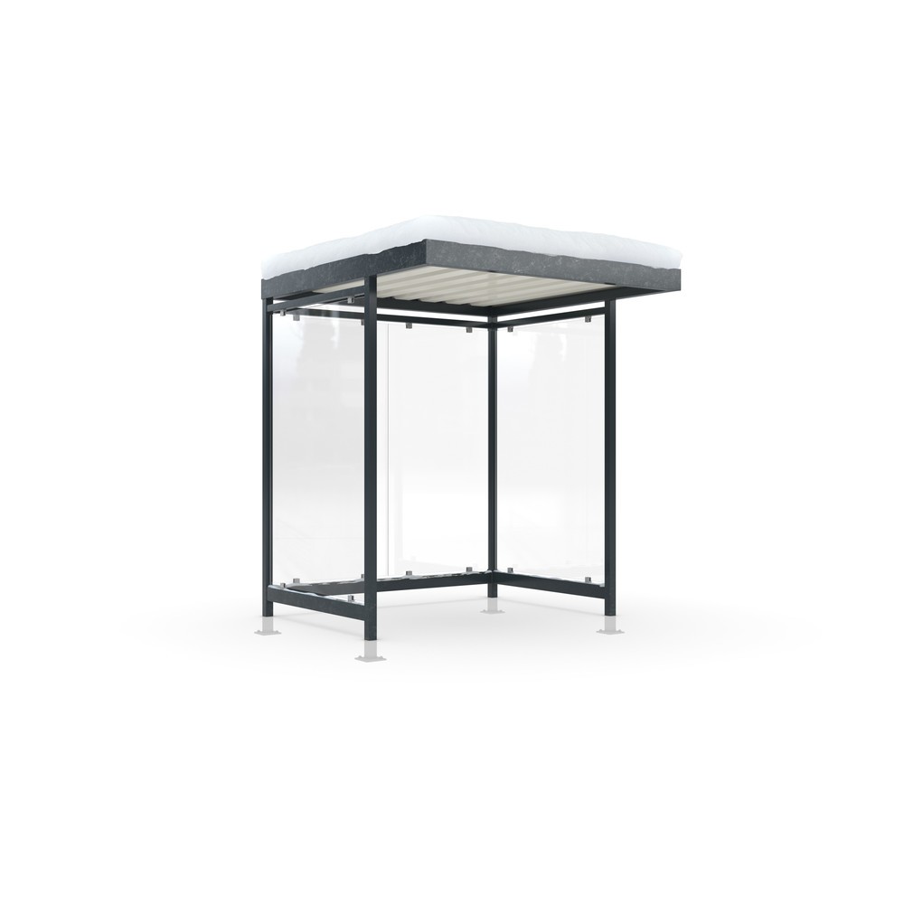 Produktabbildung: wsm® Raucherunterstand KÖLN ALPINE, fertig montiert, Schneelast max. 5,60 kg/m², 4 Elemente, mit Überpflasterung, anthrazitgrau