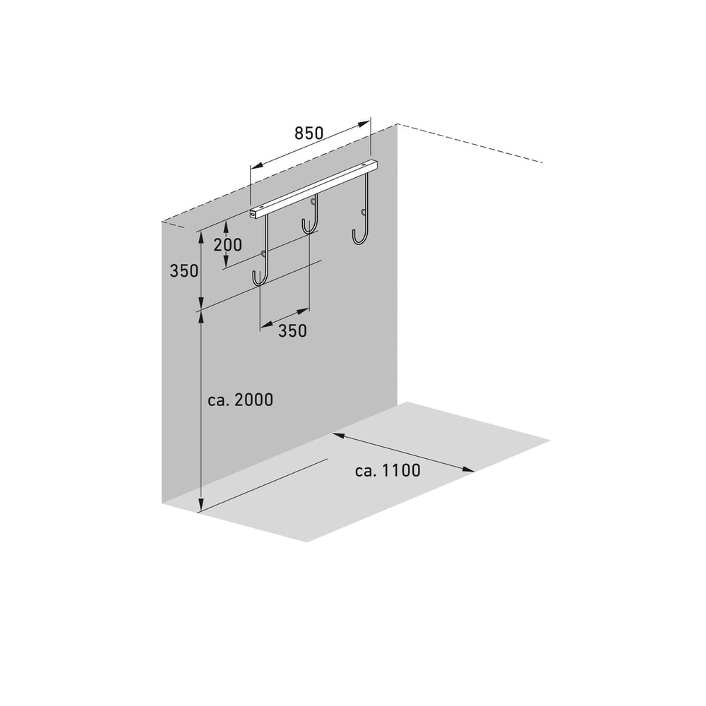 Produktabbildung Nr. 7: wsm® Reihen-Hängeparker, 3 Stellplätze, Wandmontage