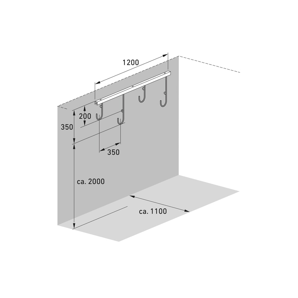 Produktabbildung Nr. 7: wsm® Reihen-Hängeparker, 4 Stellplätze, Wandmontage