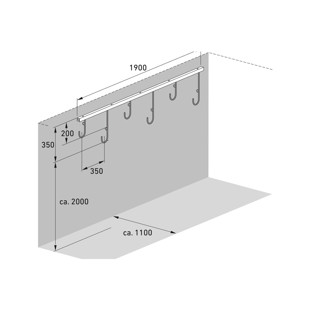 Produktabbildung Nr. 7: wsm® Reihen-Hängeparker, 6 Stellplätze, Wandmontage