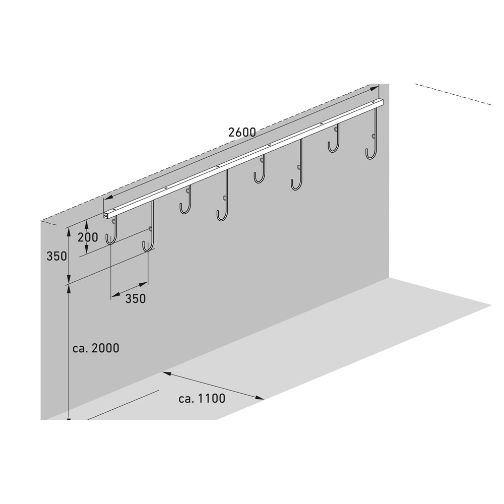 Produktabbildung Nr. 7: wsm® Reihen-Hängeparker, 8 Stellplätze, Wandmontage
