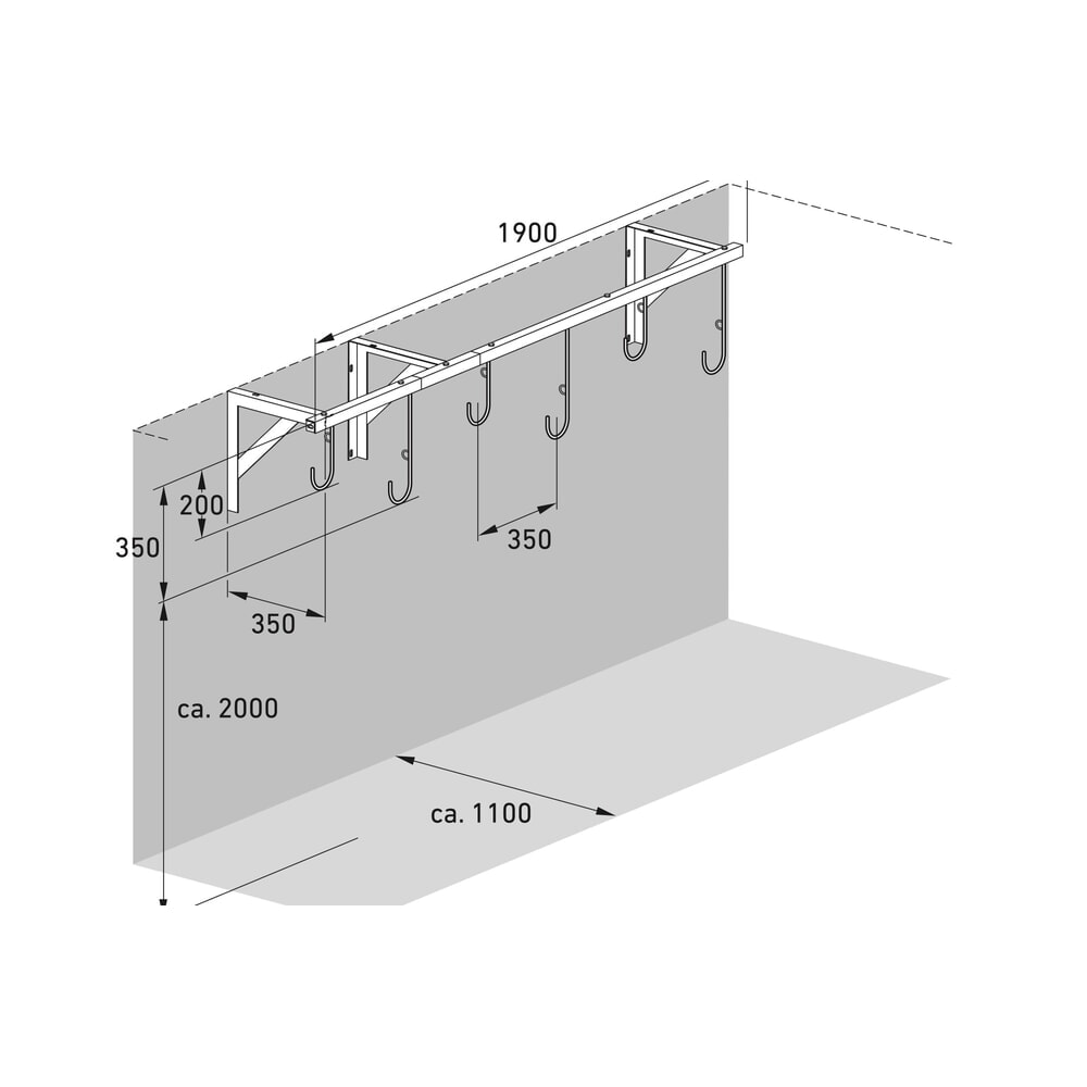 Produktabbildung Nr. 7: wsm® Reihen-Hängeparker, 6 Stellplätze, Deckenmontage