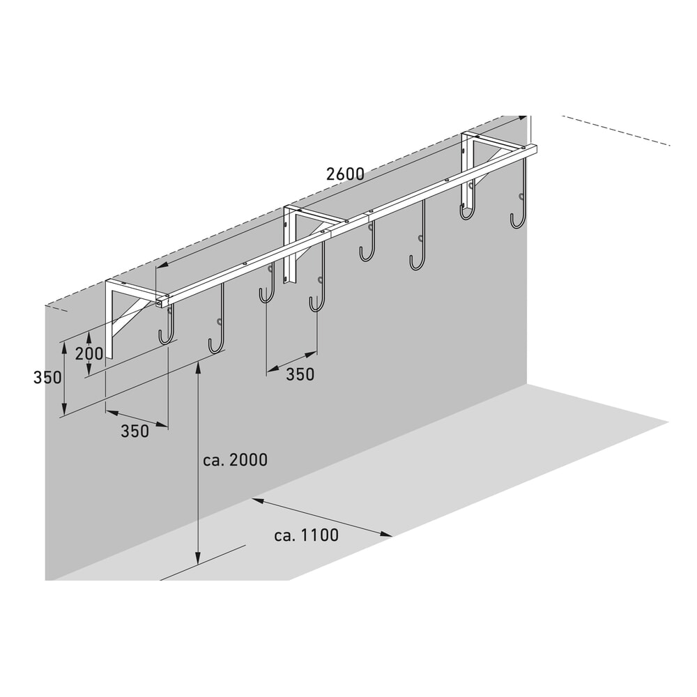 Produktabbildung Nr. 7: wsm® Reihen-Hängeparker, 8 Stellplätze, Deckenmontage