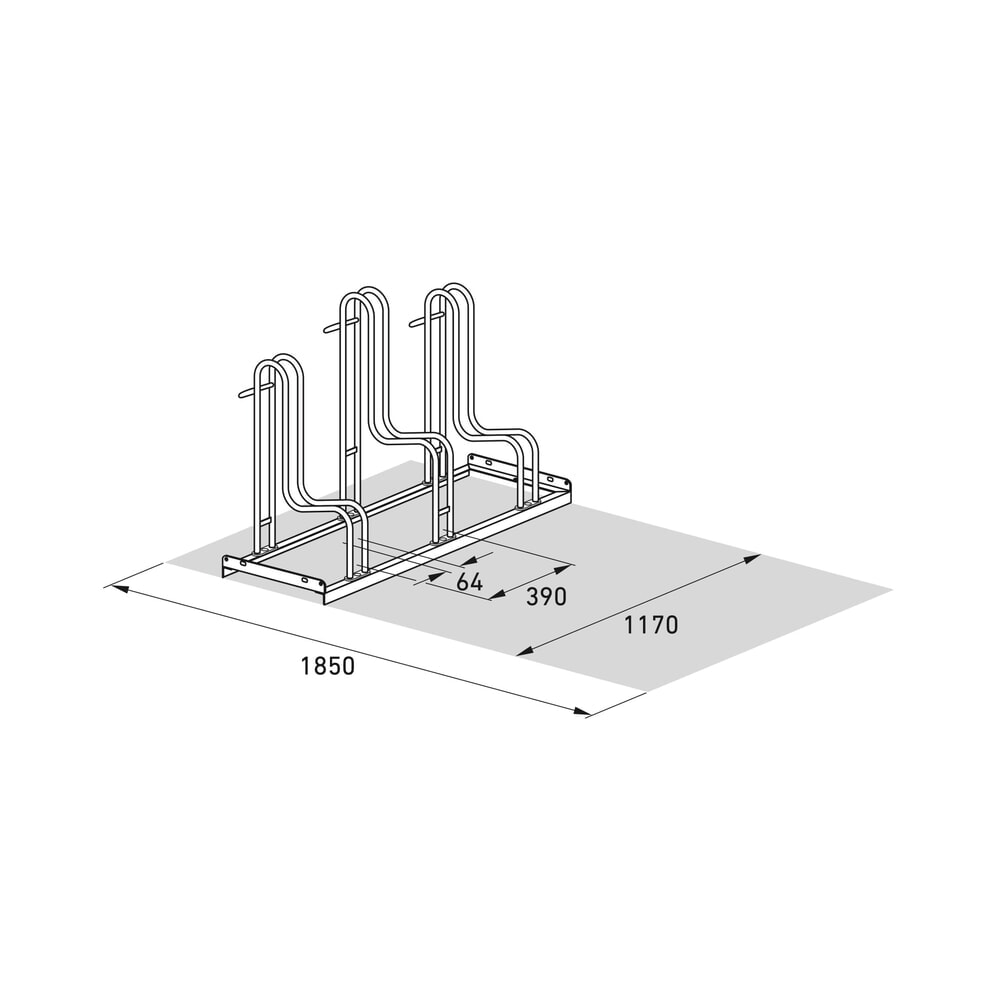 Produktabbildung Nr. 7: wsm® Standparker 4000 BR, 1-seitig, feuerverzinkt, Radabstand 390 mm, 3 Stellplätze