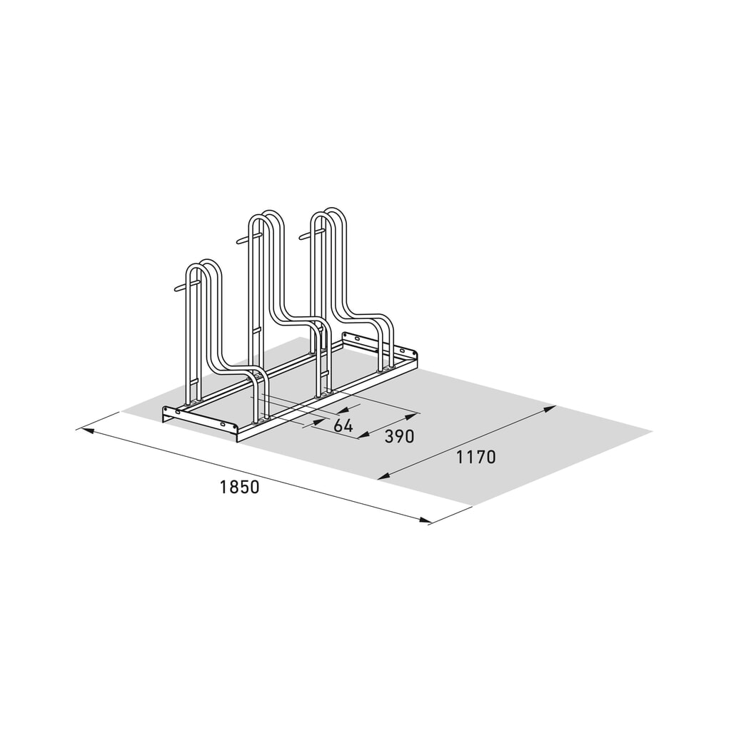 Produktabbildung Nr. 7: wsm® Standparker 4000 BR, 1-seitig, feuerverzinkt, Radabstand 390 mm, 3 Stellplätze