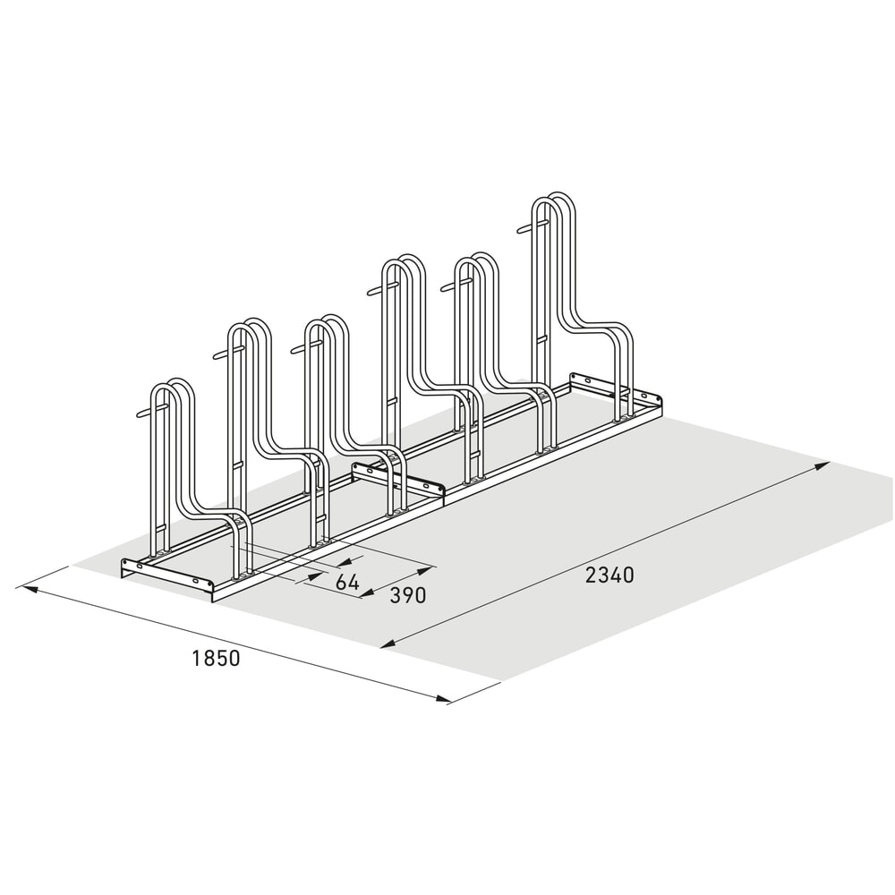Produktabbildung Nr. 7: wsm® Standparker 4000 BR, 1-seitig, feuerverzinkt, Radabstand 390 mm, 6 Stellplätze