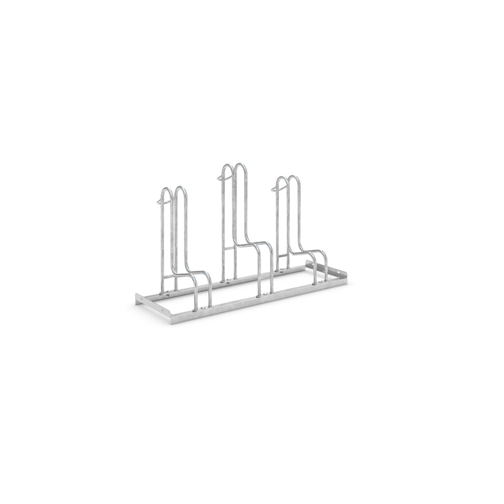 wsm® Standparker 4000 BR, 1-seitig, feuerverzinkt, Radabstand 390 mm, 3 Stellplätze Produktabbildung: wsm® Standparker 4000 BR, 1-seitig, feuerverzinkt, Radabstand 390 mm, 3 Stellplätze