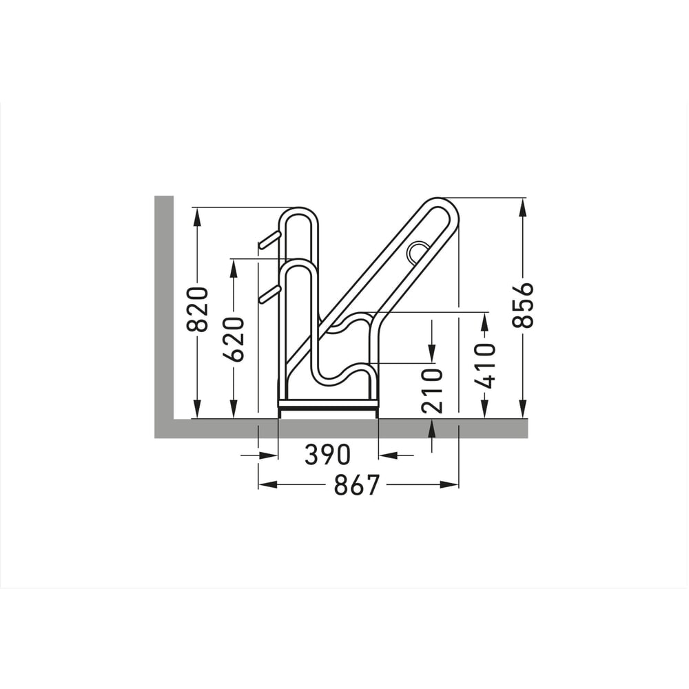 Produktabbildung Nr. 7: wsm® Standparker 4500 XBF mit Anlehnbügel, feuerverzinkt, 1-seitig, 4 Stellplätze, Radabstand 500 mm