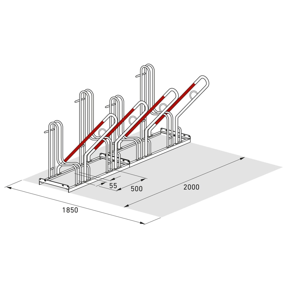 Produktabbildung Nr. 8: wsm® Standparker 4500 XBF mit Anlehnbügel, feuerverzinkt, 1-seitig, 4 Stellplätze, Radabstand 500 mm
