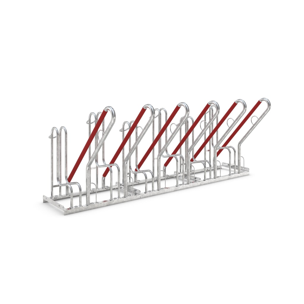 Produktabbildung: wsm® Standparker mit Anlehnbügel, 1-seitig, 6 Stellplätze