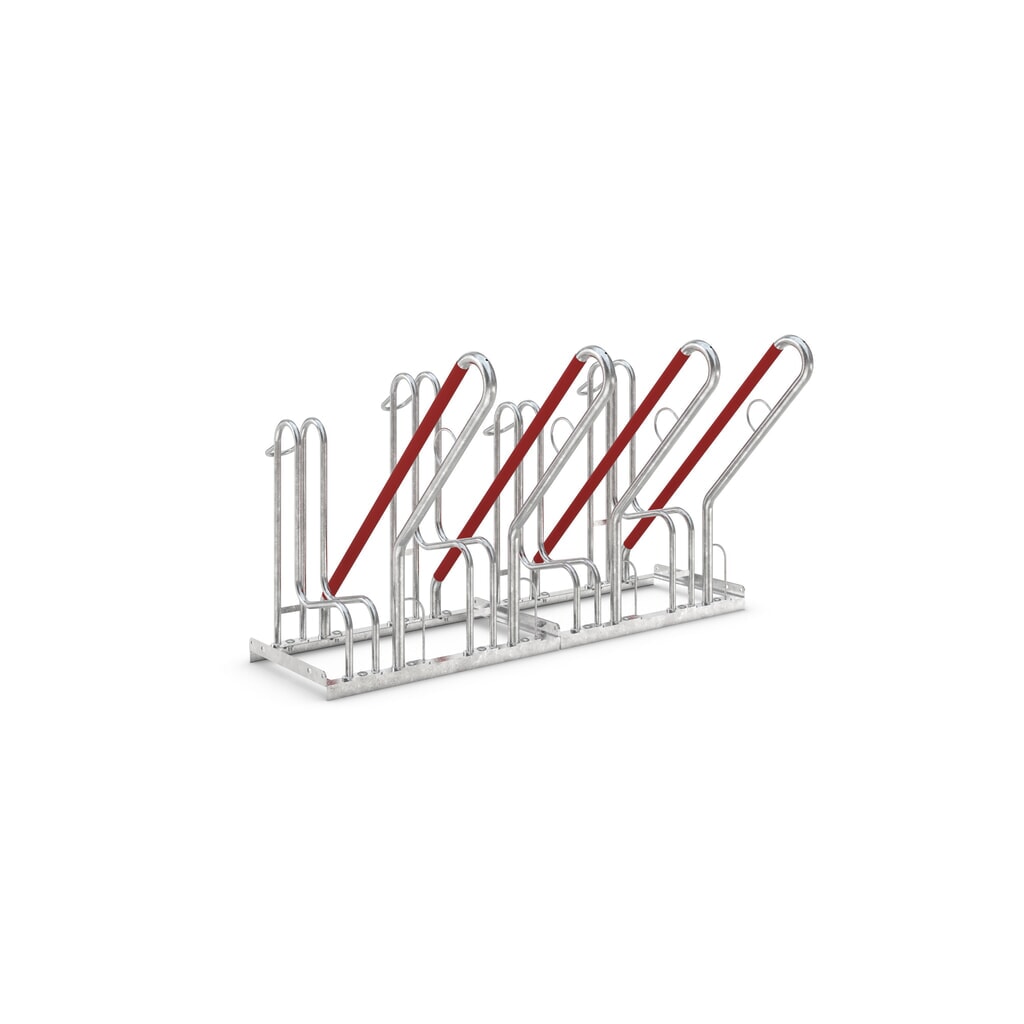 wsm® Standparker mit Anlehnbügel, 1-seitig, 4 Stellplätze Produktabbildung: wsm® Standparker mit Anlehnbügel, 1-seitig, 4 Stellplätze