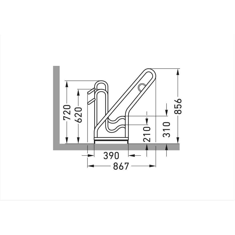 Produktabbildung Nr. 7: Standparker mit Anlehnbügel, 1-seitig, 2 Stellplätze