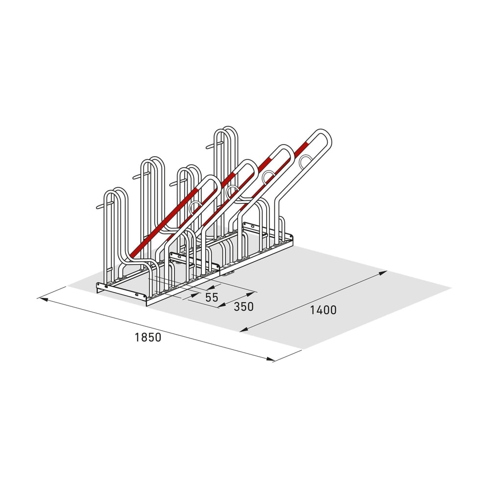 Produktabbildung Nr. 8: wsm® Standparker mit Anlehnbügel, 1-seitig, 4 Stellplätze