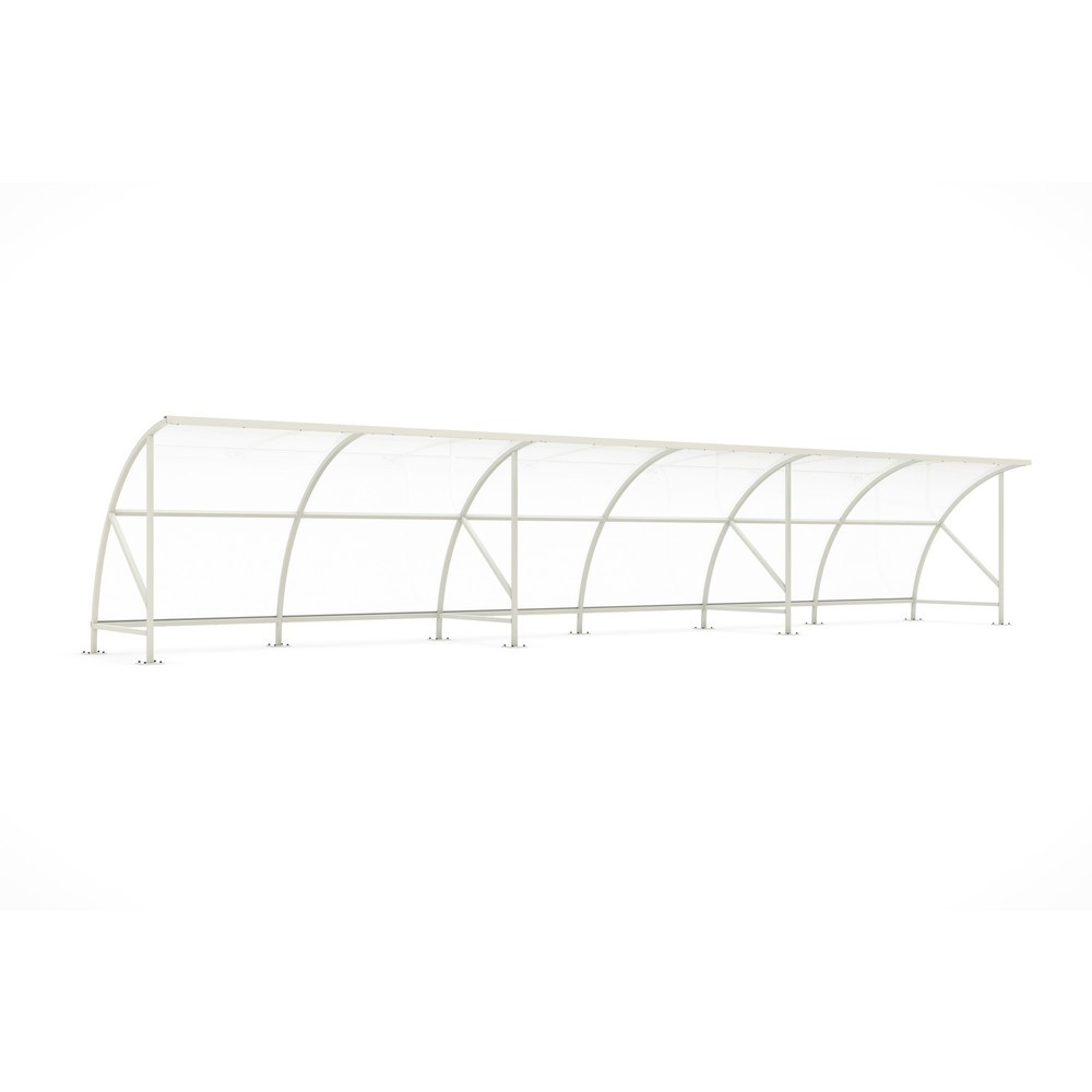 Produktabbildung: wsm® Überdachung BAMBERG im Rundbogen-Design, Breite 12.350 mm, grauweiß