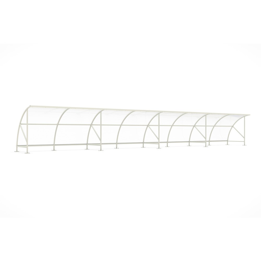 Produktabbildung: wsm® Überdachung BAMBERG im Rundbogen-Design, Breite 16.450 mm, grauweiß
