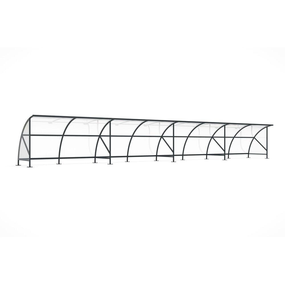 Produktabbildung: wsm® Überdachung BAMBERG im Rundbogen-Design, Breite 16.450 mm, anthrazitgrau