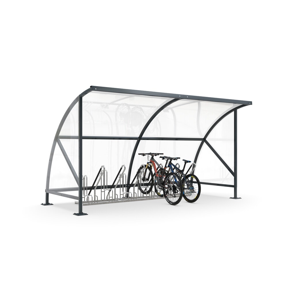 wsm® Überdachung SWING im Rundbogen-Design, Breite 4.080 mm, RAL 7016 anthrazitgrau Produktabbildung Nr. 6: wsm® Überdachung SWING im Rundbogen-Design, Breite 4.080 mm, RAL 7016 anthrazitgrau