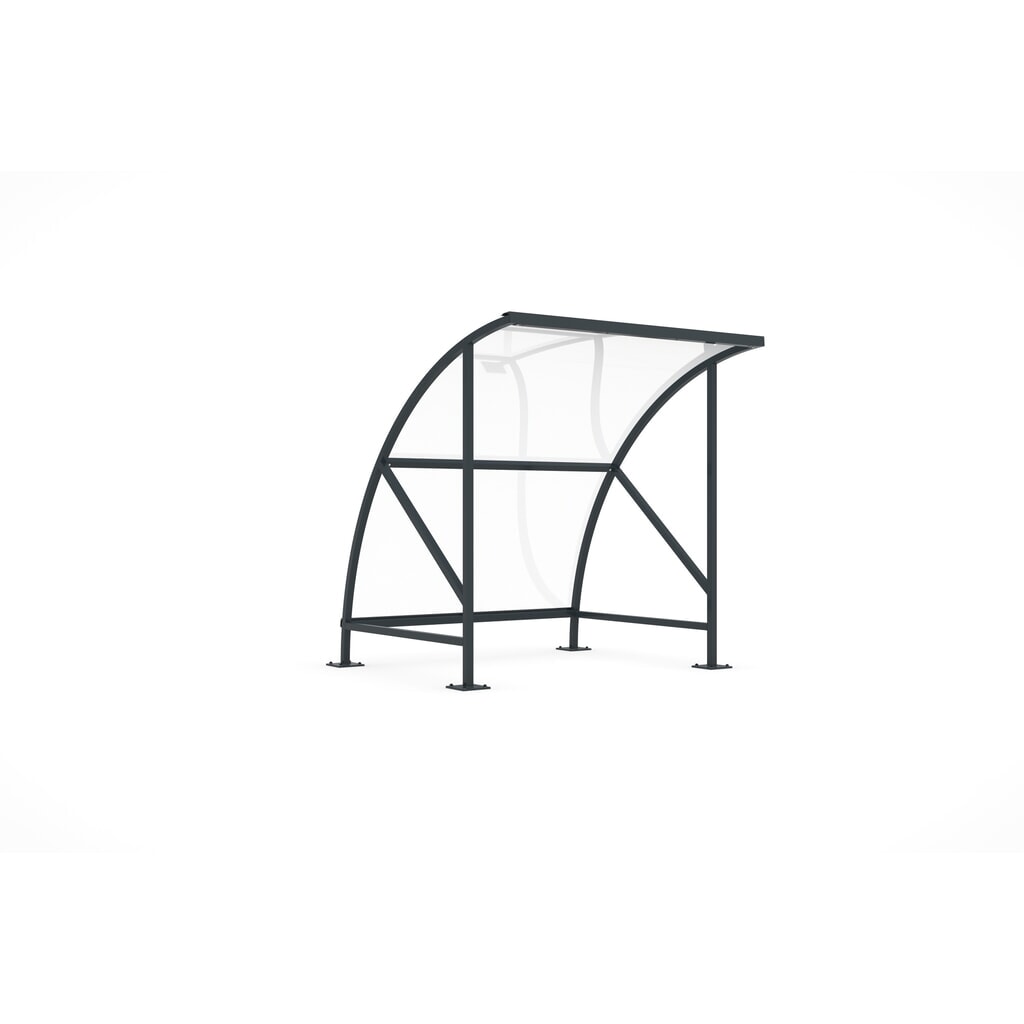 Überdachung SWING im Rundbogen-Design, Breite 2.040 mm, RAL 7016 anthrazitgrau Produktabbildung: Überdachung SWING im Rundbogen-Design, Breite 2.040 mm, RAL 7016 anthrazitgrau