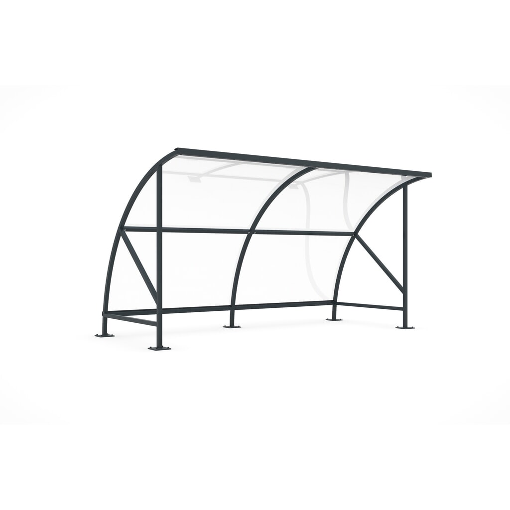wsm® Überdachung SWING im Rundbogen-Design, Breite 4.080 mm, RAL 7016 anthrazitgrau Produktabbildung: wsm® Überdachung SWING im Rundbogen-Design, Breite 4.080 mm, RAL 7016 anthrazitgrau