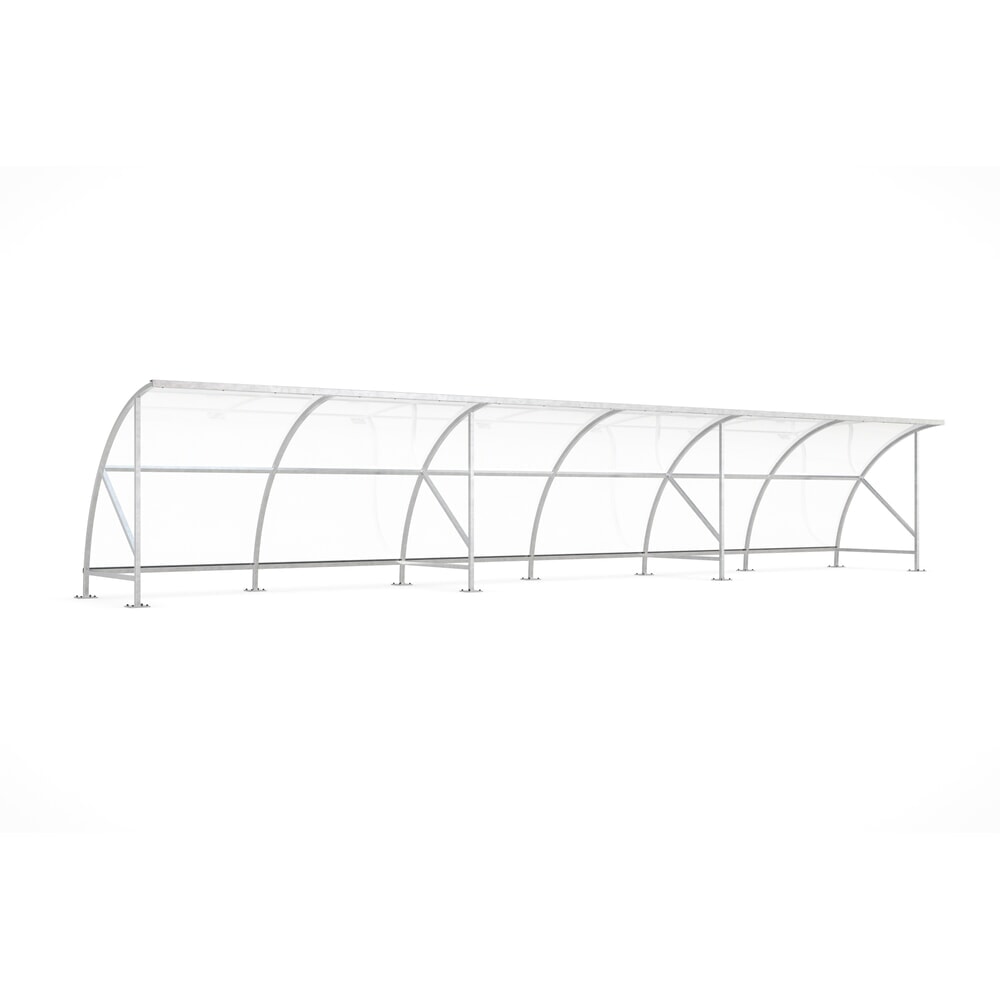 Produktabbildung Nr. 1: wsm® Überdachung BAMBERG im Rundbogen-Design, Breite 12.350 mm, verzinkt