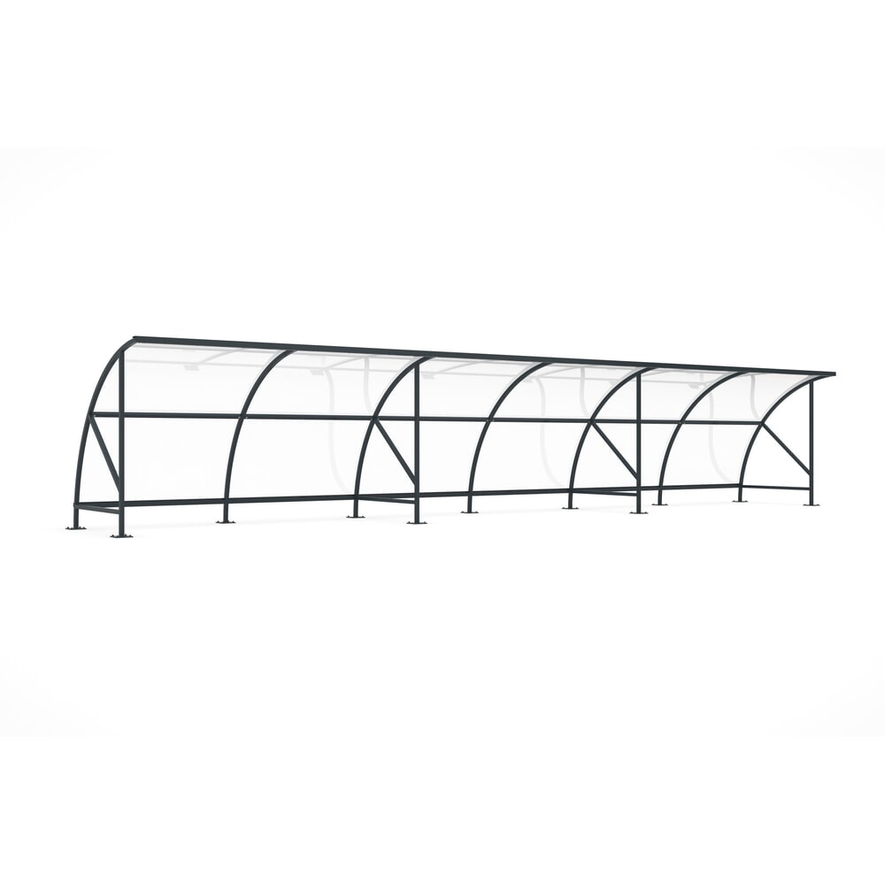 Produktabbildung: wsm® Überdachung BAMBERG im Rundbogen-Design, Breite 12.350 mm, anthrazitgrau