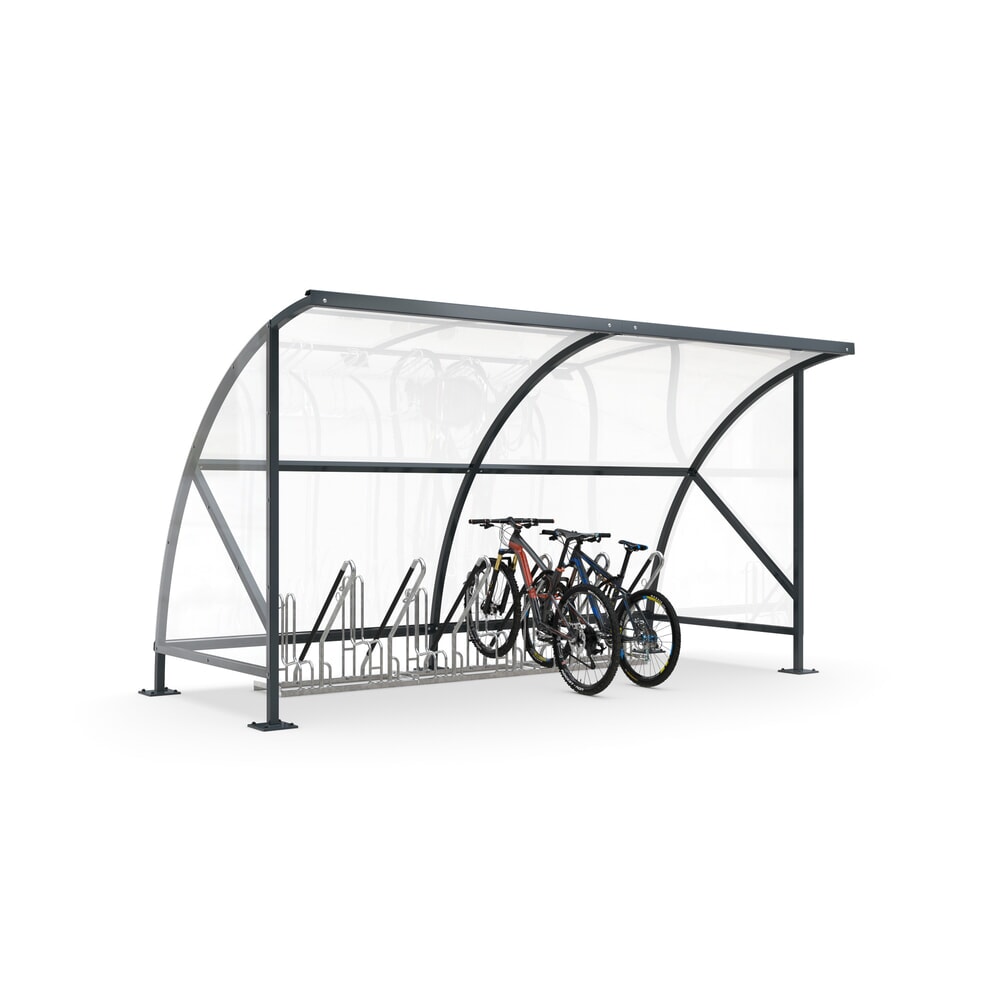 Produktabbildung Nr. 6: wsm® Überdachung SWING im Rundbogen-Design, Breite 4.080 mm, RAL 7016 anthrazitgrau