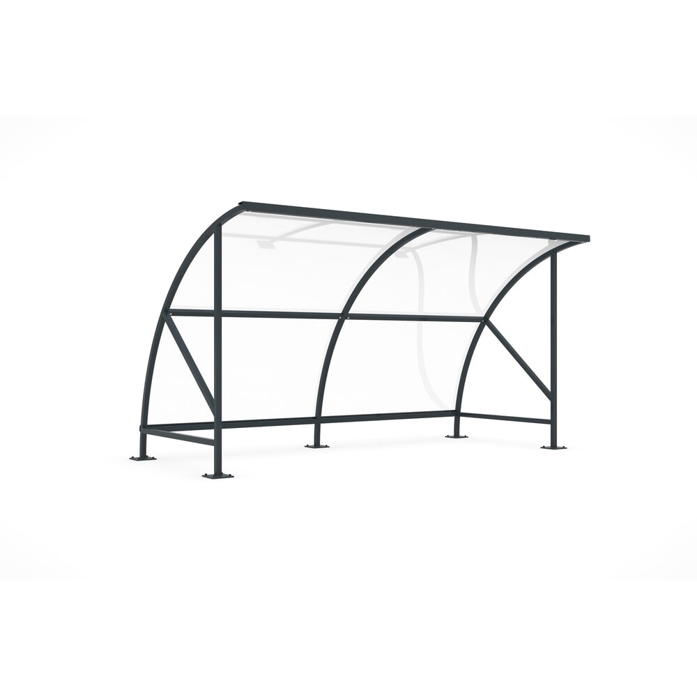 Produktabbildung: wsm® Überdachung SWING im Rundbogen-Design, Breite 4.080 mm, RAL 7016 anthrazitgrau