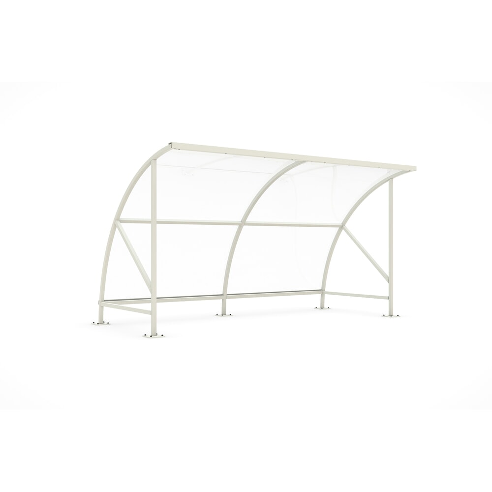 Produktabbildung: wsm® Überdachung SWING im Rundbogen-Design, Breite 4.080 mm, RAL 9002 grauweiß