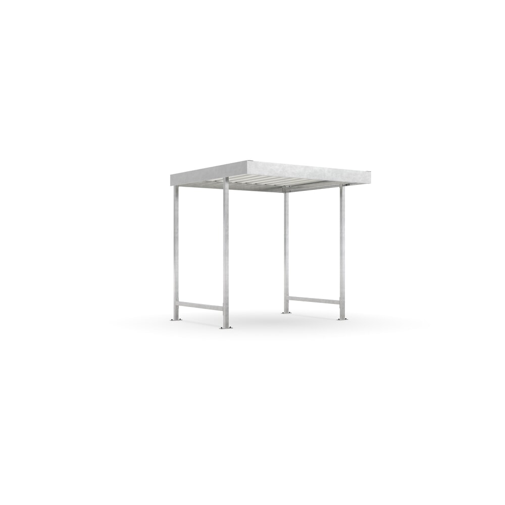 Produktabbildung: wsm® Überdachung, 1-seitig, GF, HxBxT 2.360 x 2.250 x 2.200 mm, verzinkt