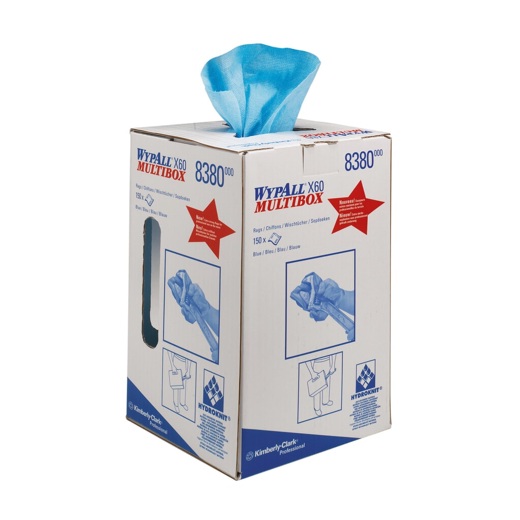 WypAll® Wischtücher X60, HxB 42,0 x 24,9 cm, Multibox, blau Produktabbildung: WypAll® Wischtücher X60, HxB 42,0 x 24,9 cm, Multibox, blau