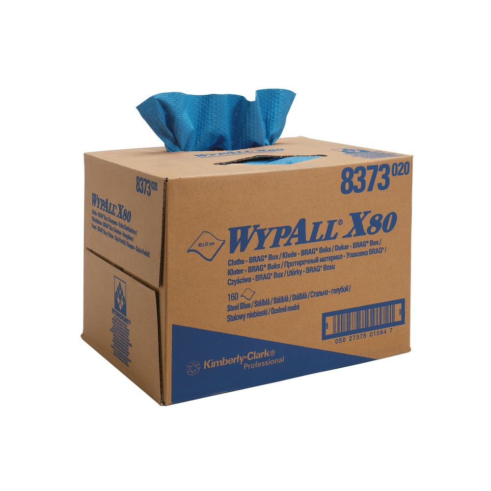 Produktabbildung: WypAll® Wischtücher X80, HxB 427 x 282 mm, BRAG-Box, weiß
