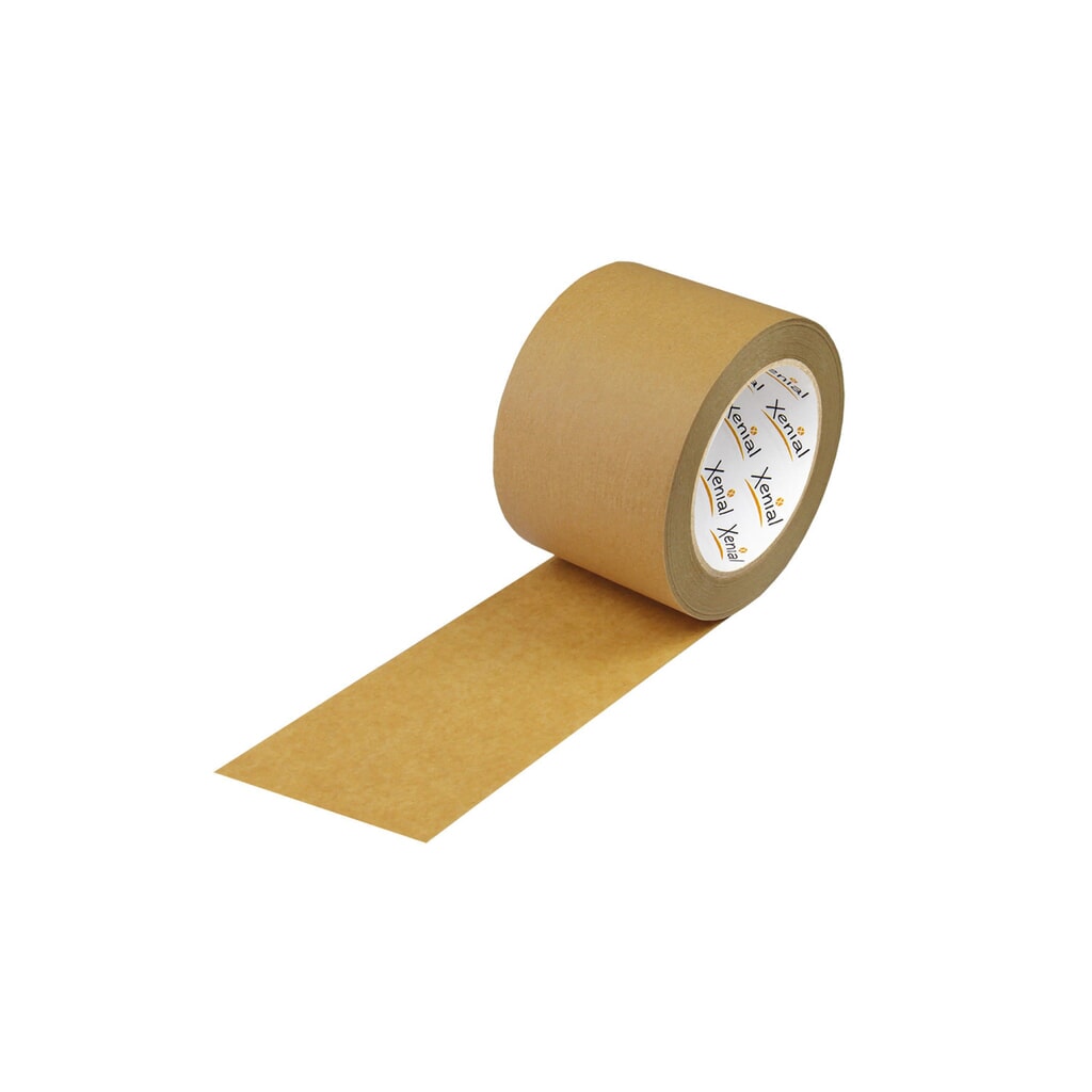Xenial Papier-Packband, 75mm breit x 50lfm, 130µ, braun, Naturkautschukkleber Produktabbildung: Xenial Papier-Packband, 75mm breit x 50lfm, 130µ, braun, Naturkautschukkleber