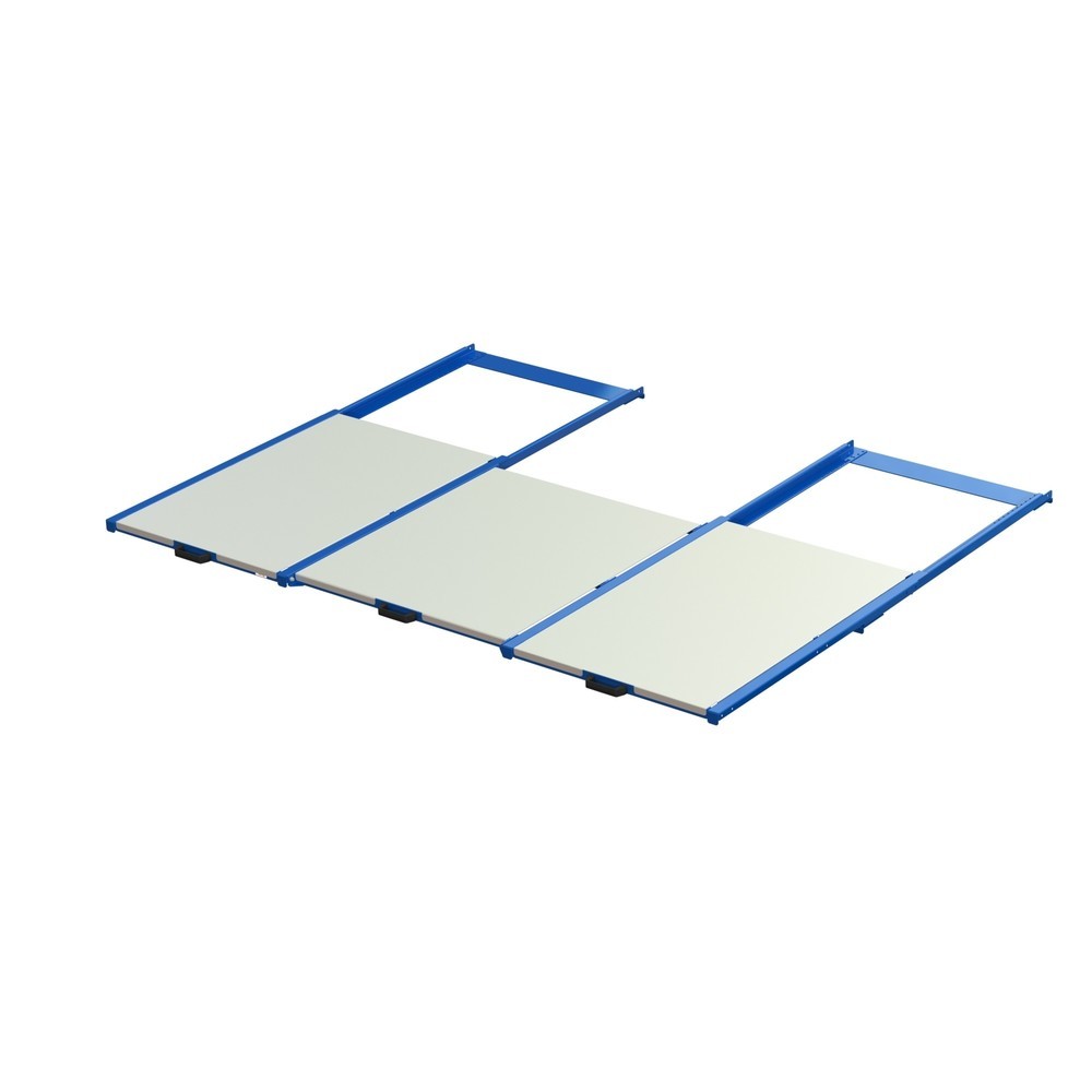 Produktabbildung: XL-Palettenauszug, Tragkraft 400 kg, 70 % Auszugstiefe, BxT 2.600 x 1.200 mm, mit Stahlboden