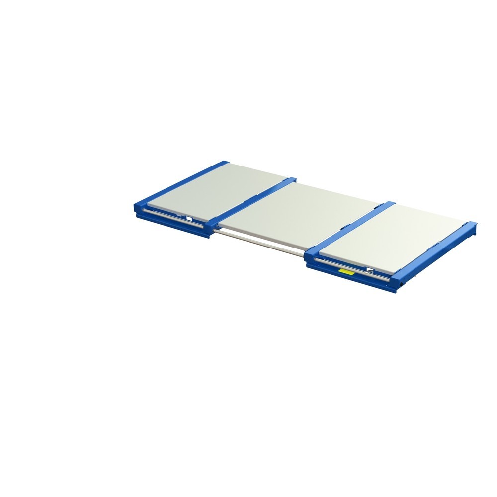 Produktabbildung: XL-Palettenauszug, Tragkraft 1.600 kg, 70 % Auszugstiefe, BxT 2.600 x 1.200 mm, mit Stahlboden
