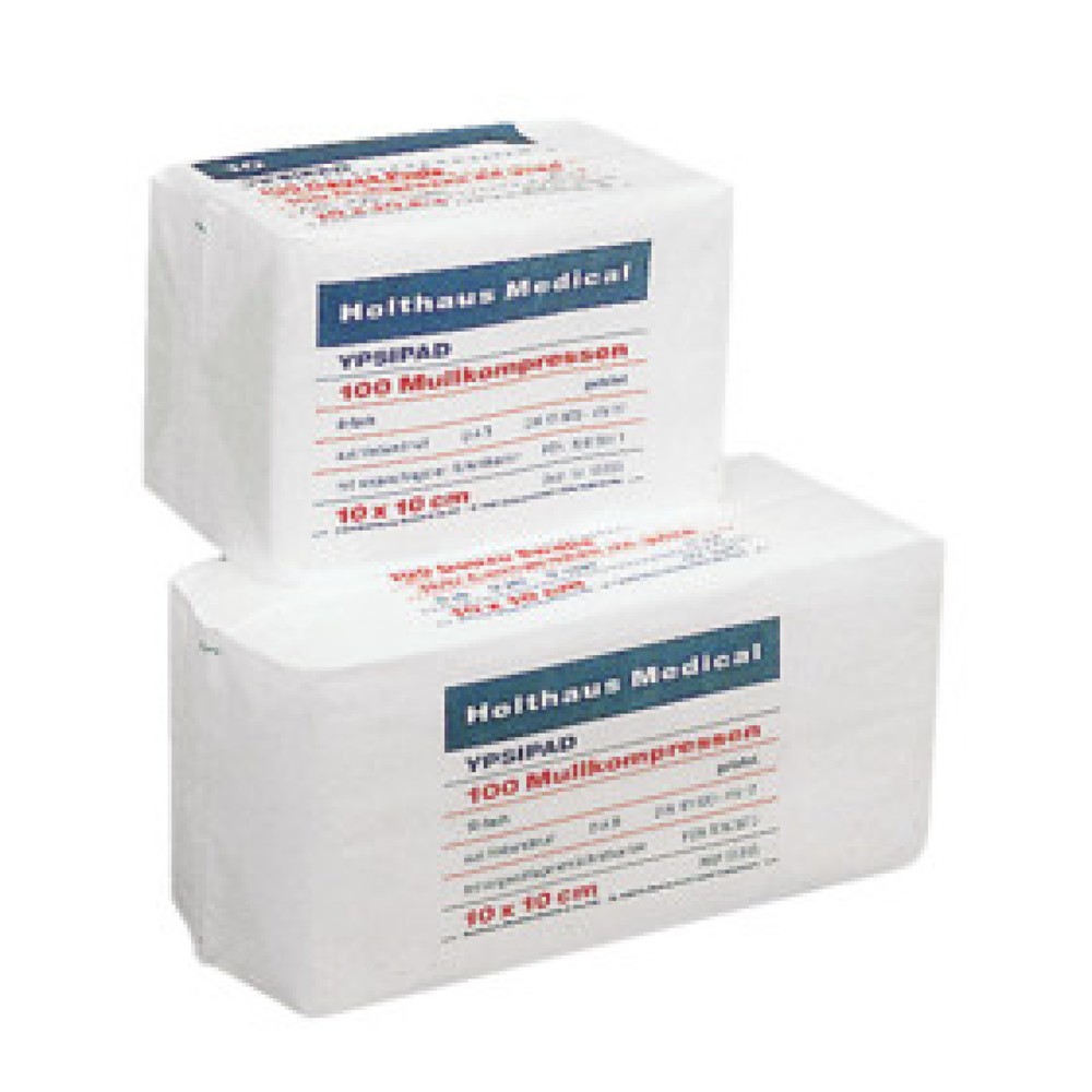 Produktabbildung: Ypsipad Mullkompresse weiß, Inhalt: 100 Stück, Größe: 5,0 x 5,0 cm