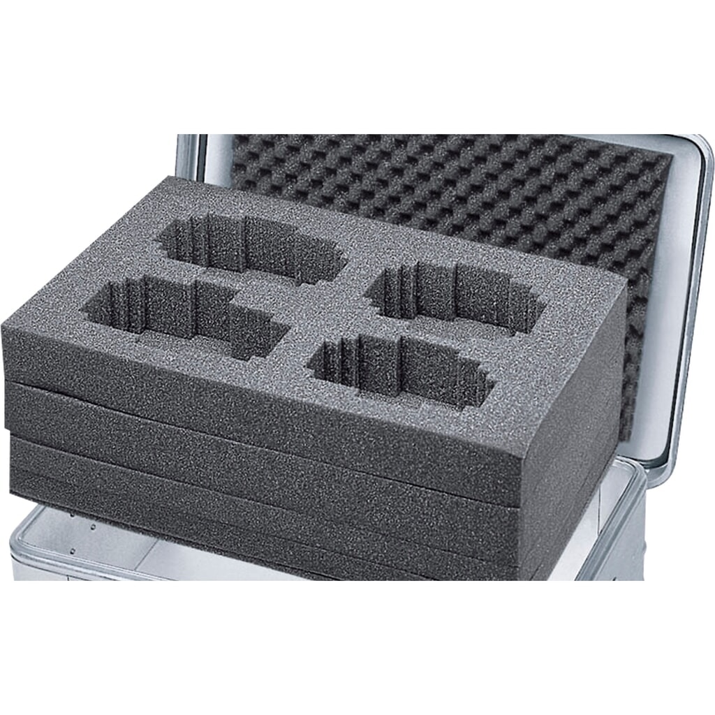 Produktabbildung: ZARGES Alu-Transportbox Würfelschaumset, vorgestanzte Einlagen, HxBxT 350 x 550 x 220 mm