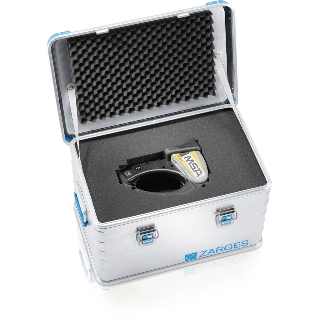 ZARGES Alu-Transportbox Würfelschaumset, vorgestanzte Einlagen, HxBxT 350 x 550 x 220 mm Produktabbildung Nr. 4: ZARGES Alu-Transportbox Würfelschaumset, vorgestanzte Einlagen, HxBxT 350 x 550 x 220 mm