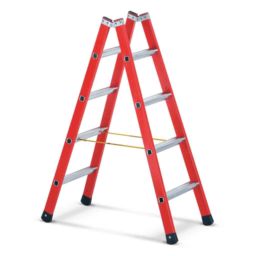 ZARGES GFK-/Alu-Breitsprossenleiter, 2-seitig begehbar, Standhöhe 0,60 m Produktabbildung: ZARGES GFK-/Alu-Breitsprossenleiter, 2-seitig begehbar, Standhöhe 0,60 m