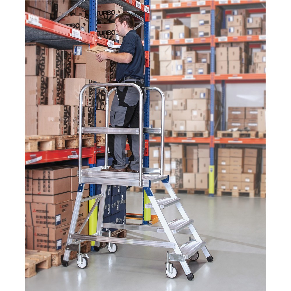 Produktabbildung Nr. 4: ZARGES Podesttreppe, fahrbar, 1-seitig begehbar, Standhöhe 0,96 m, Aluminium