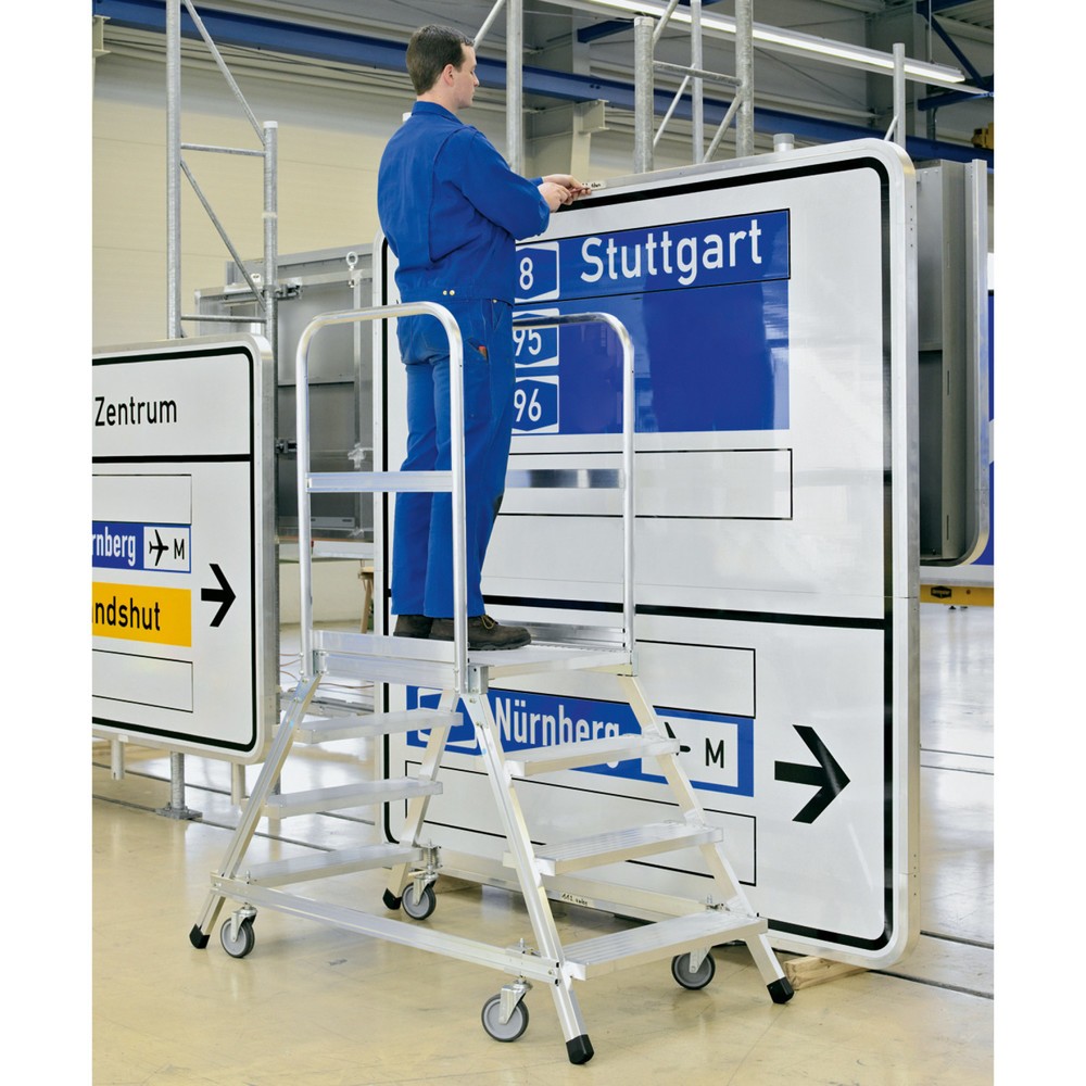 Produktabbildung Nr. 4: ZARGES Podesttreppe, fahrbar, 2-seitig begehbar, Standhöhe 0,96 m, Aluminium