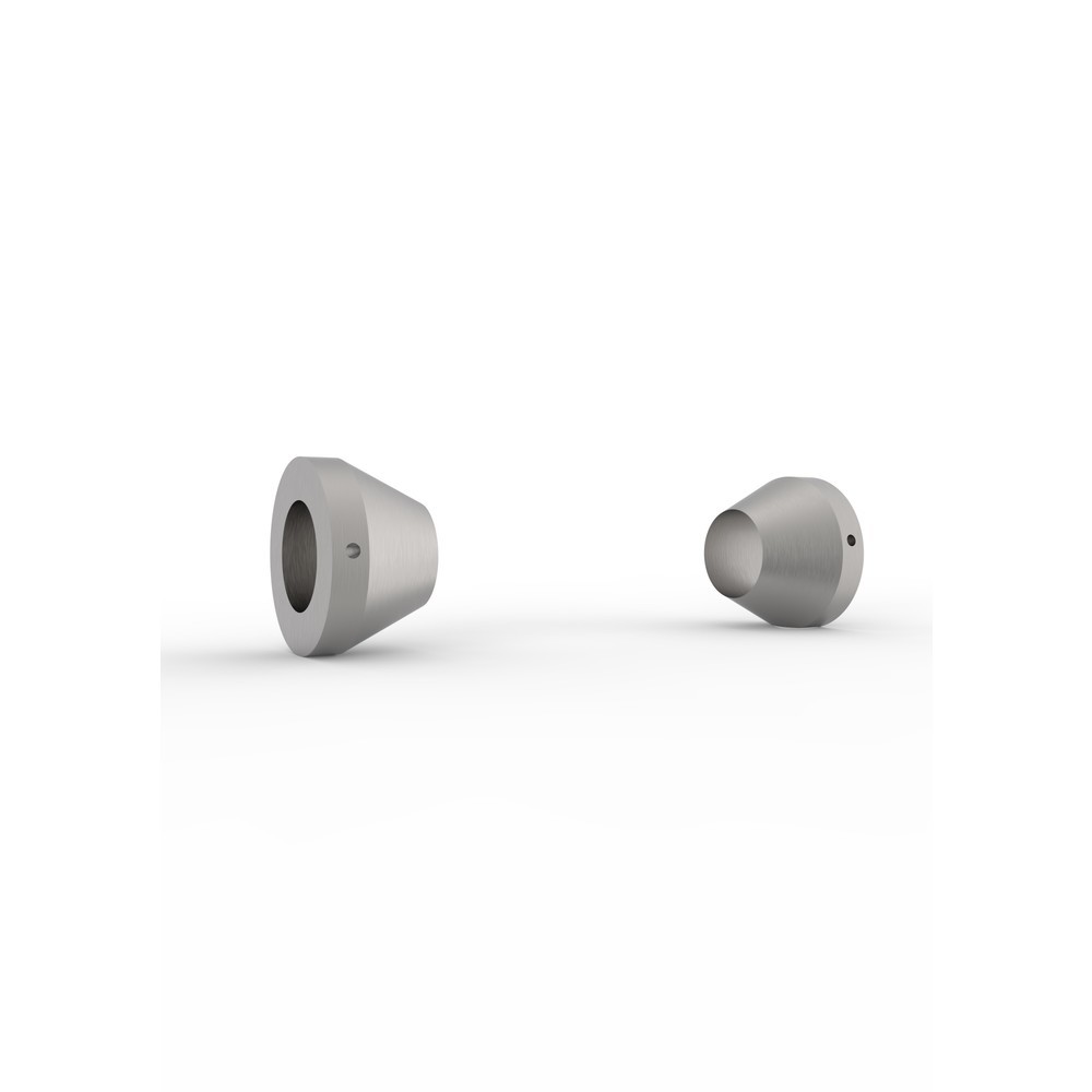 Produktabbildung: Zentrierstücke für META MULTIPAL Kabeltrommelregal-Achsen, Durchmesser 60,3 mm, Aluminium, Paar mit 2 Stück Sechskantschrauben M8 x 30