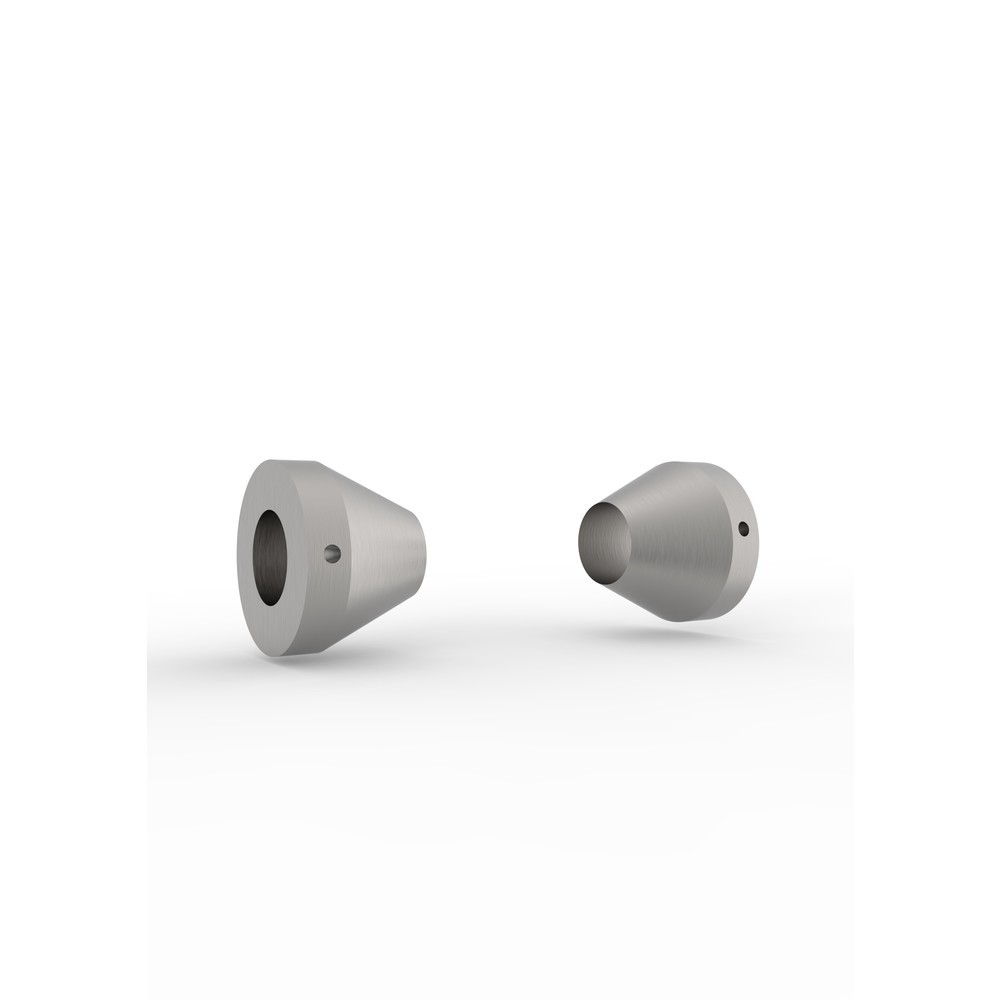 Produktabbildung: Zentrierstücke für META MULTIPAL Kabeltrommelregal-Achsen, Durchmesser 42,4 mm, Aluminium, Paar mit 2 Stück Sechskantschrauben M8 x 30