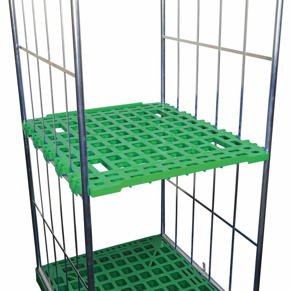Zwischenboden aus HDPE für Rollbehälter Classic 2-seitig, BxT 710 x 810 mm, verkehrsgrün Produktabbildung: Zwischenboden aus HDPE für Rollbehälter Classic 2-seitig, BxT 710 x 810 mm, verkehrsgrün